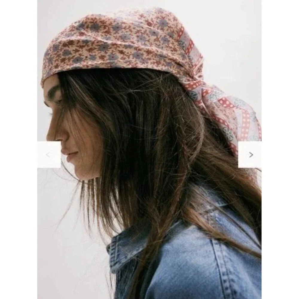 Free People So Silk Printed Bandana Scarf Tube Top Belt Floral Paisley Wrap OS